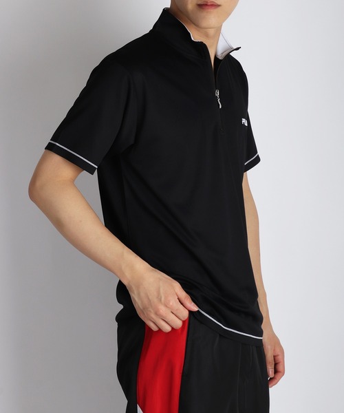FILA（フィラ） tシャツ 速乾 ダブルメッシュ ハーフジップ 吸水速乾T