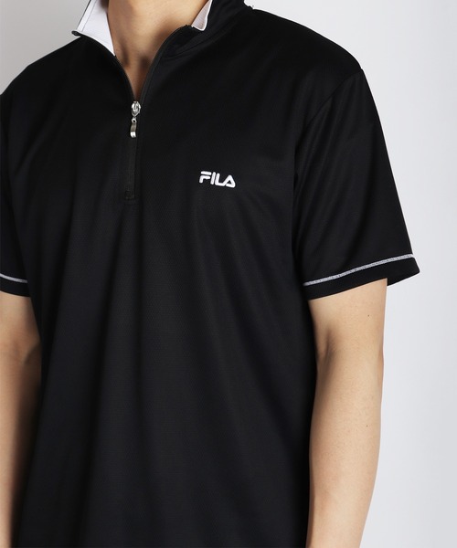 FILA（フィラ） tシャツ 速乾 ダブルメッシュ ハーフジップ 吸水速乾T