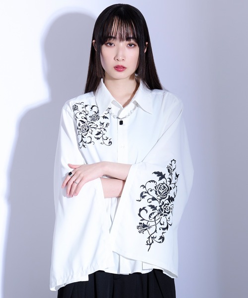 Ellno Loset（エルノロゼット） シャツ 2wayスリット刺繍シャツ メンズ