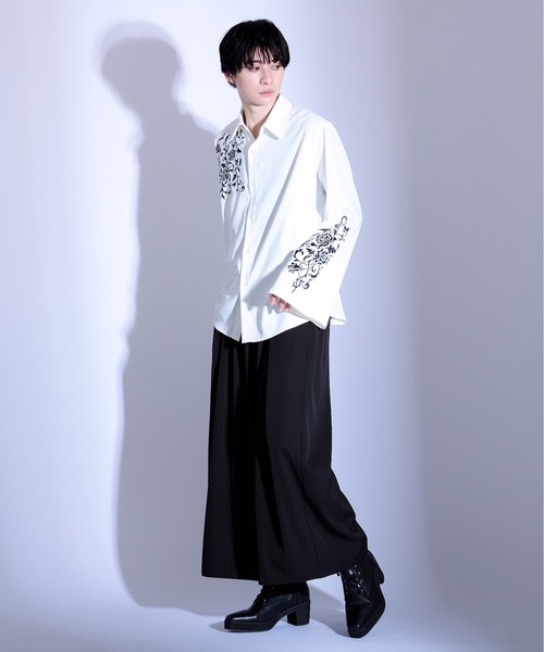Ellno Loset（エルノロゼット） シャツ 2wayスリット刺繍シャツ メンズ
