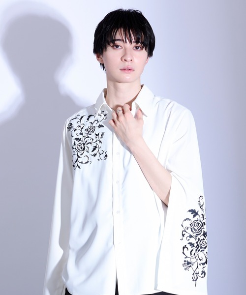 Ellno Loset（エルノロゼット） シャツ 2wayスリット刺繍シャツ メンズ