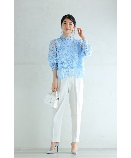 cawaii tシャツ エレガントなブルーレースの後ろジッププルオーバー