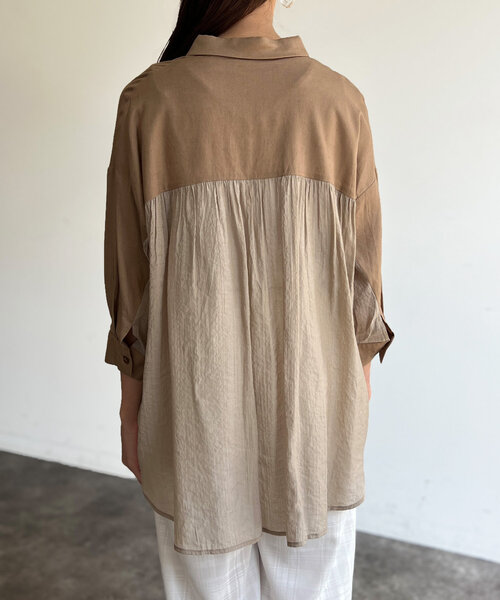 Chez toi ブラウス シャツ BACKシアーリネンシャツ レディース