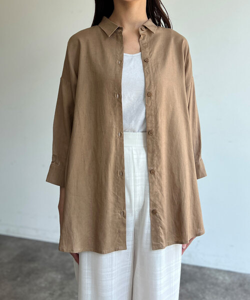 ブラウス シャツ シアーリネンシャツ レディース DouDou ブラウス シャツ シアーリネンシャツ レディース