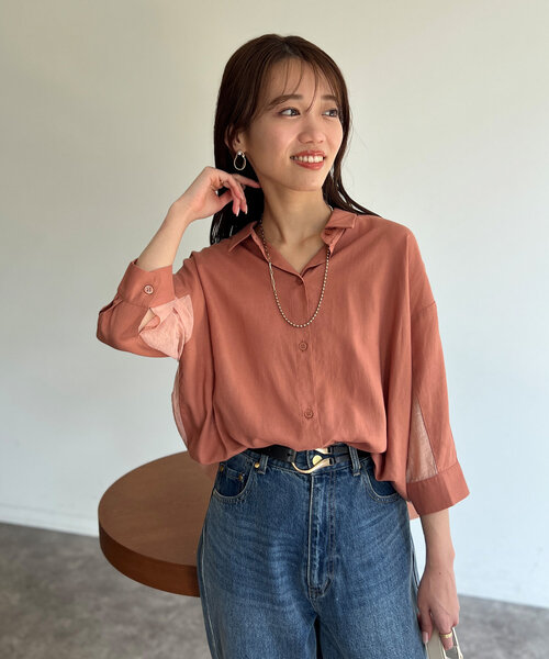 ブラウス シャツ シアーリネンシャツ レディース Chez toi ブラウス シャツ BACKシアーリネンシャツ レディース