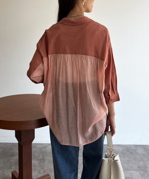 Chez toi ブラウス シャツ BACKシアーリネンシャツ レディース