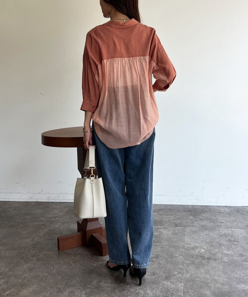 Chez toi ブラウス シャツ BACKシアーリネンシャツ レディース