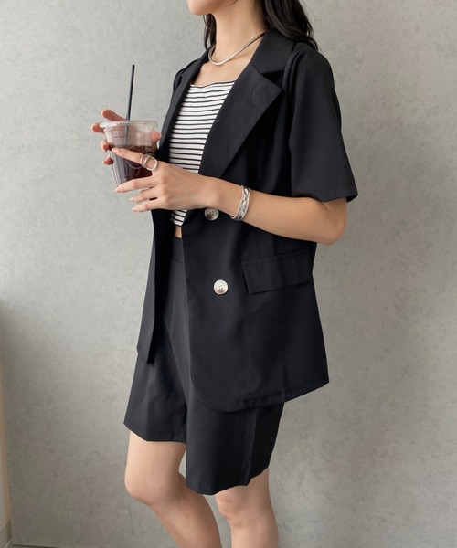 【GUMZZI】半袖ジャケット×ショートパンツセットアップto28836 miniministore セットアップ 半袖ジャケット ショートパンツ