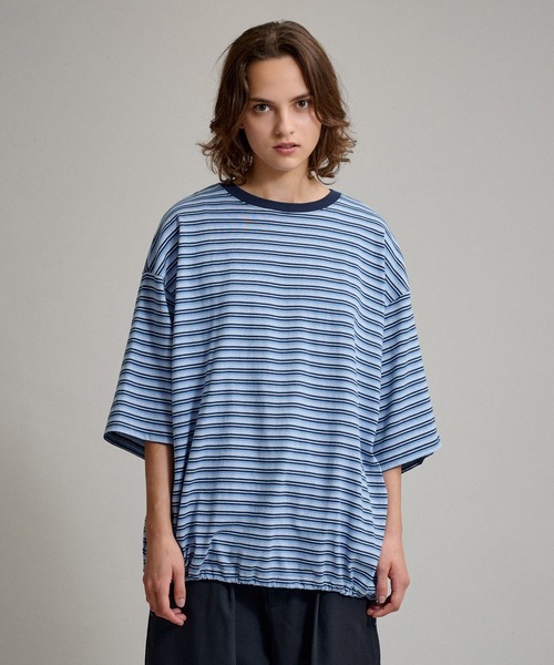 売れ筋商品|||マルコポーロ デニム Tシャツ レディース トップス V NECK IRREGULAR  - Long sleeved top - blue depths WETTEMPT tシャツ DRAW CORD MULTI BORDER TEE / ドローコード