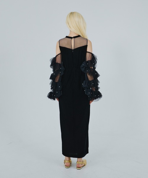 【新品】ANDRESD detached sleeve dress ネイビー S ANDRESD ドレス detached sleeve dress ディタッチドスリーブ