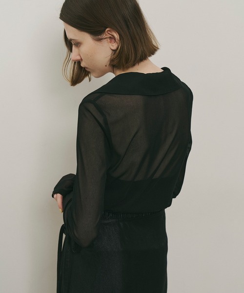 LA BELLE ETUDE ブラウス シャツ longスリーブシアーポロシャツ