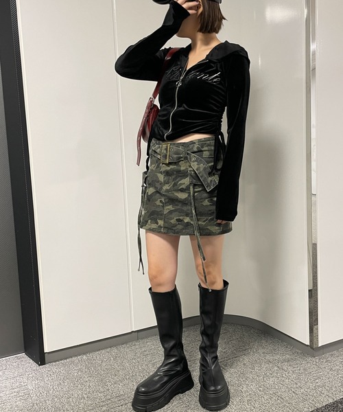 WEGO（ウィゴー） パーカー WEGO/サイドドロストベロアパーカー