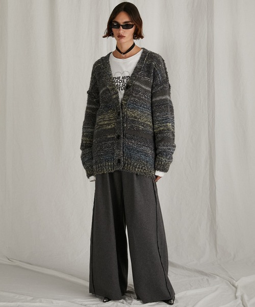 カーディガン カスリボーダーニットカーディガン/Blur Border Knit Cardigan レディース PRANK PROJECT カーディガン カスリボーダーニットカーディガン