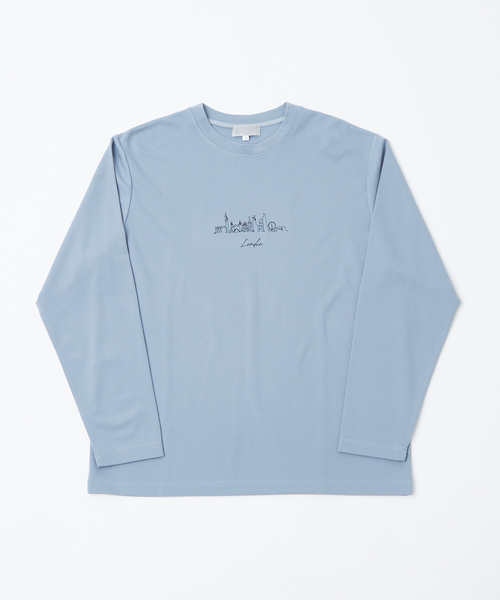 ABAHOUSE GRAY tシャツ 「CITY」刺繍 ポンチ 長袖Tシャツ メンズ