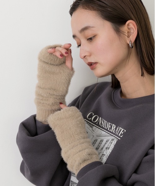 ad thie（アドティエ） 手袋 サムホール付き シャギーアームウォーマー