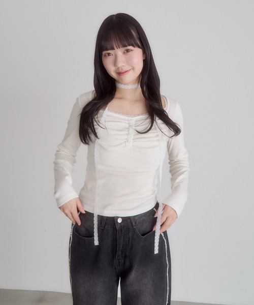 mellowneon tシャツ レースチョーカートップス レディース