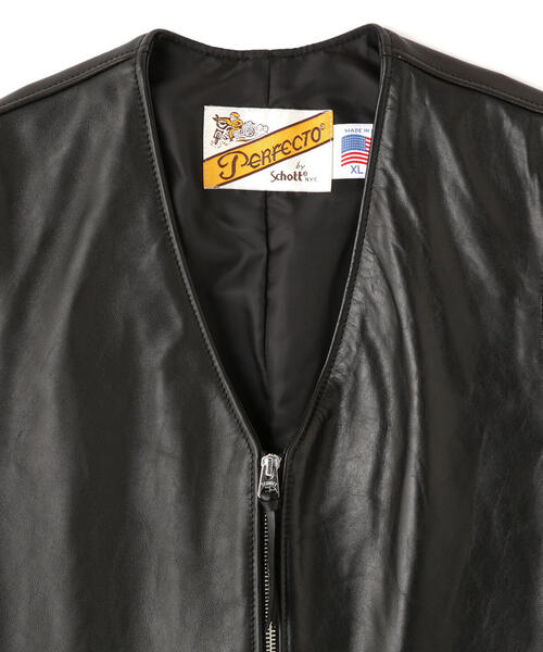 極美品/XLサイズ✨ショット レザーベスト ジレ 500V ブラック 編み込み Schott N.Y.C ベスト ジレ Schott/ショット/BUFFALO LEATHER