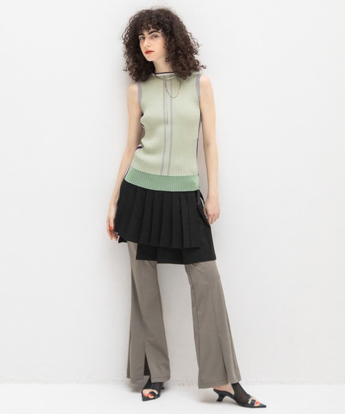 【新品・未使用】AULAAILA 2WAYスリーブレスサイドラインニット AULA AILA tシャツ 2WAYスリーブレスサイドラインニット