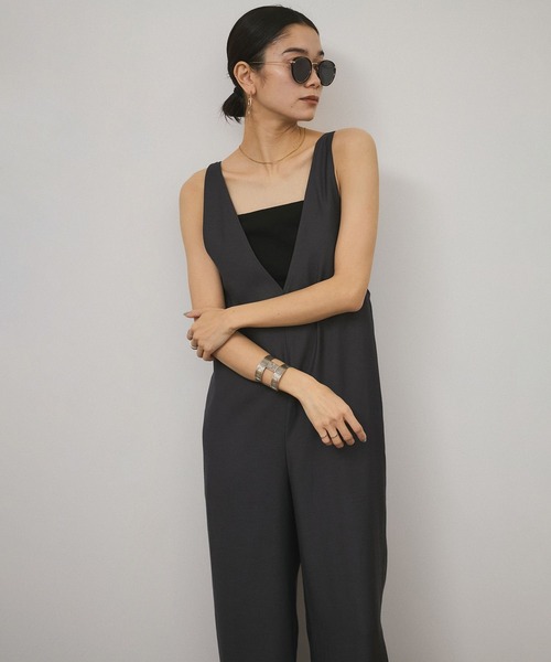 美品꧁ベイジ꧂VERY掲載 RUTHセットアップ サロペット オールインワン　2 atelier SOMETHING W KNEE SALOPETTE/マルチウェイデニムベア