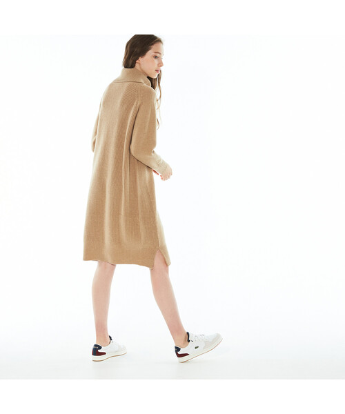 「LACOSTE」 ニットワンピース 36 グレー レディース_画像2
