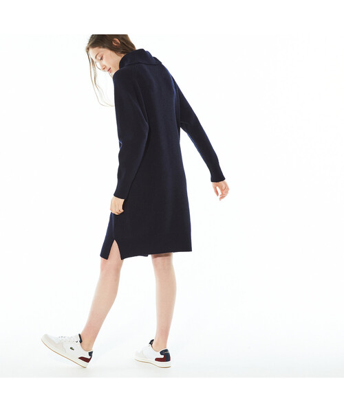 「LACOSTE」 ニットワンピース 36 グレー レディース_画像6