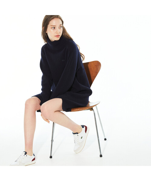 「LACOSTE」 ニットワンピース 36 グレー レディース_画像7