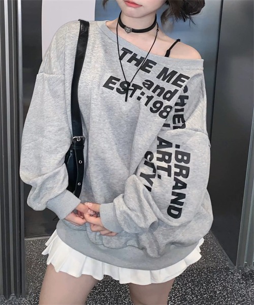 プリント スウェットシャツ レディース トップス プルオーバー 裏起毛ロゴプリントスウェットプルオーバー | PUAL CE CIN