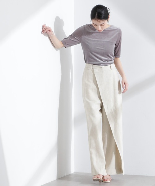 パンツ リネン混ラップパンツ(セットアップ可) レディース_10