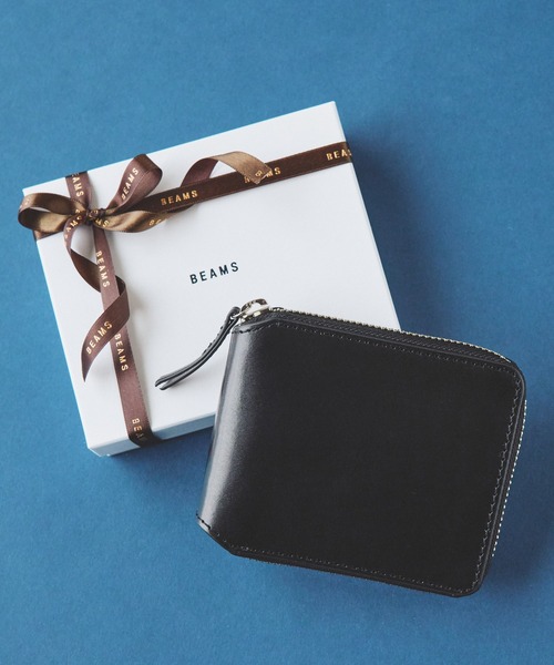 BEAMS（ビームス） 二つ折り財布 財布 ジップ レザーウォレット L