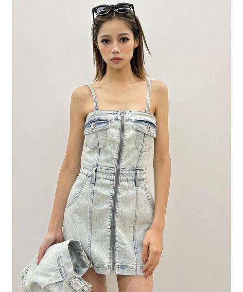 GYDA ワンピース フロントZIPタイトデニムワンピース「SETUP着用