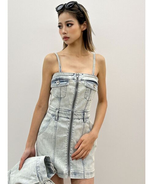 GYDA ワンピース フロントZIPタイトデニムワンピース「SETUP着用