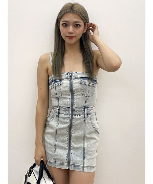 GYDA ワンピース フロントZIPタイトデニムワンピース「SETUP着用