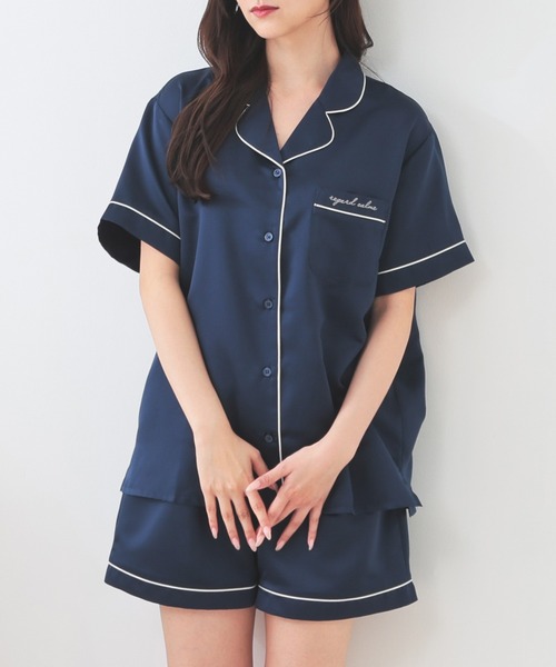 Honeys パジャマ ルームウェア 前開きルームウェア（上下セット