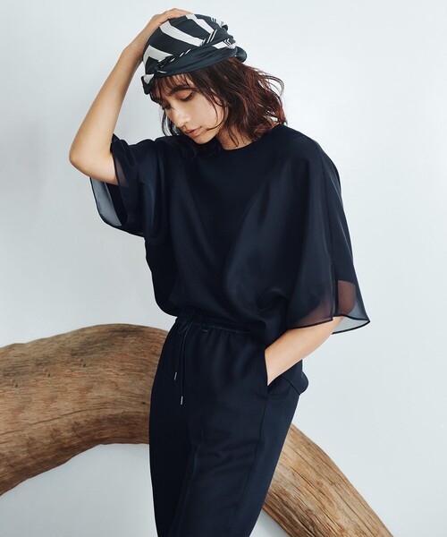 ブラウス シャツ FluidBackSatin  シアーコンビブラウス レディース ICB ブラウス シャツ FluidBackSatin シアーコンビブラウス