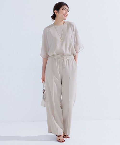ICB ブラウス シャツ FluidBackSatin シアーコンビブラウス