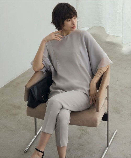 ICB ブラウス シャツ FluidBackSatin シアーコンビブラウス