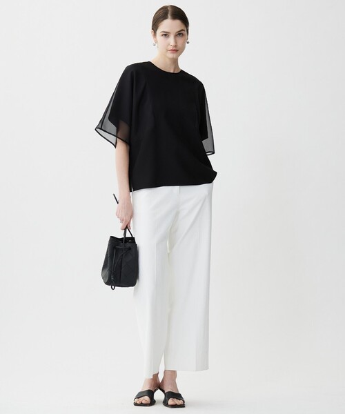 ブラウス シャツ FluidBackSatin  シアーコンビブラウス レディース ICB ブラウス シャツ FluidBackSatin シアーコンビブラウス