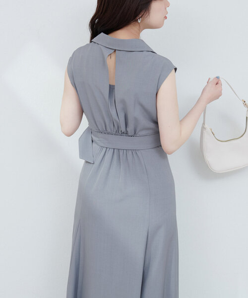 テーラードカラーワンピース natural couture ワンピース テーラードカラーノースリ