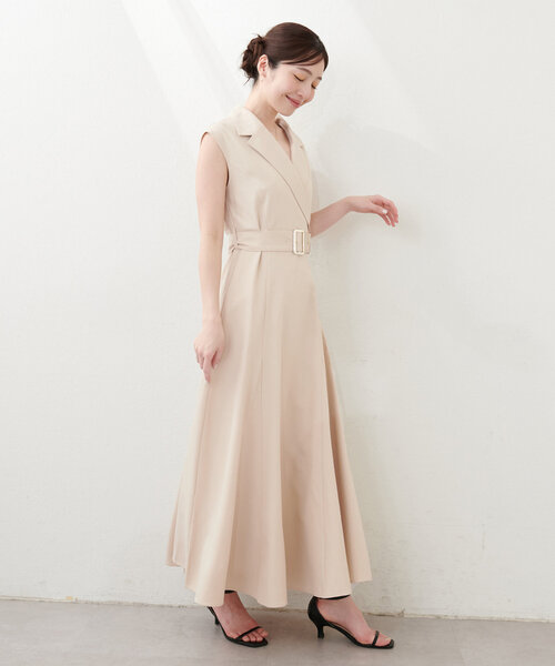 テーラードカラーワンピース natural couture ワンピース テーラードカラーノースリ