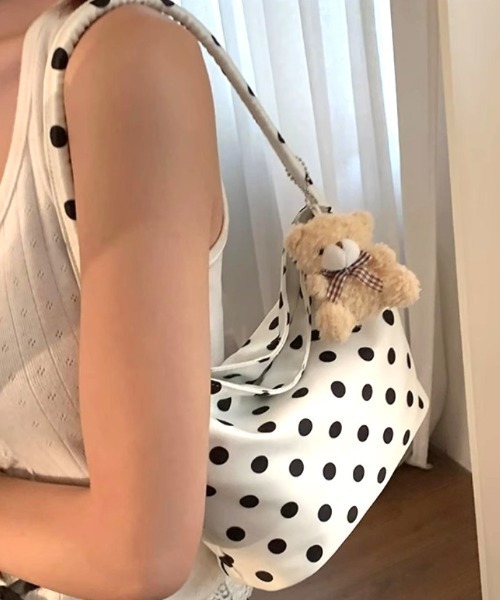 【＊kaede＊】 国産 水玉コットンリネンのバッグ　生成　3点おまとめ pot and tea リネン小花刺繍バッグ ｜くらすこと オンラインストア