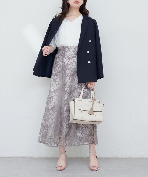 natural couture ブラウス シャツ パール釦Vネック5分袖ブラウス