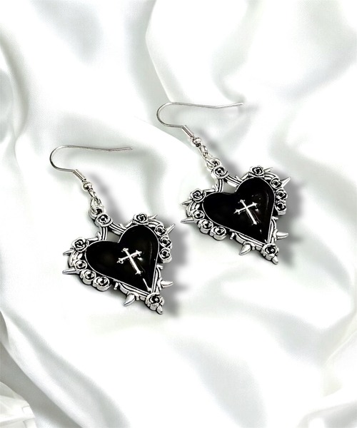 1004ST ピアス ゴシック パール ハート ピアス レディース : ZOZOTOWN
