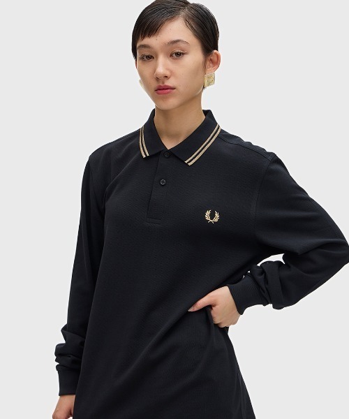 良品【FRED PERRY】長袖 ポロシャツ／ブラック Lサイズ FRED PERRY 「FRED PERRY」 長袖ポロシャツ L ブラック メンズ