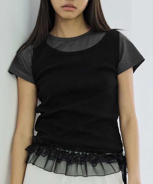 tシャツ PLACE STUDIO／ピンタックロゴTシャツセット レディース