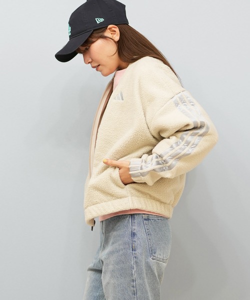 アイボリー　1点 adidas（アディダス） コート アウター ボアショートジャケット/スリー