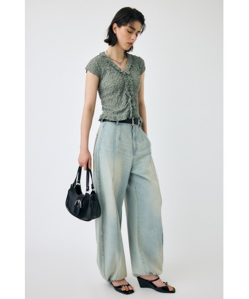 【極美品】MOUSSY RUFFLE LACE ノースリーブトップス ブラック MOUSSY | RUFFLE LACE ノースリーブトップス (Tシャツ