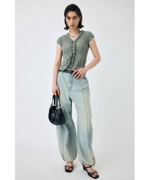 【極美品】MOUSSY RUFFLE LACE ノースリーブトップス ブラック MOUSSY | RUFFLE LACE ノースリーブトップス (Tシャツ