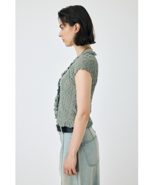 【極美品】MOUSSY RUFFLE LACE ノースリーブトップス ブラック MOUSSY | RUFFLE LACE ノースリーブトップス (Tシャツ