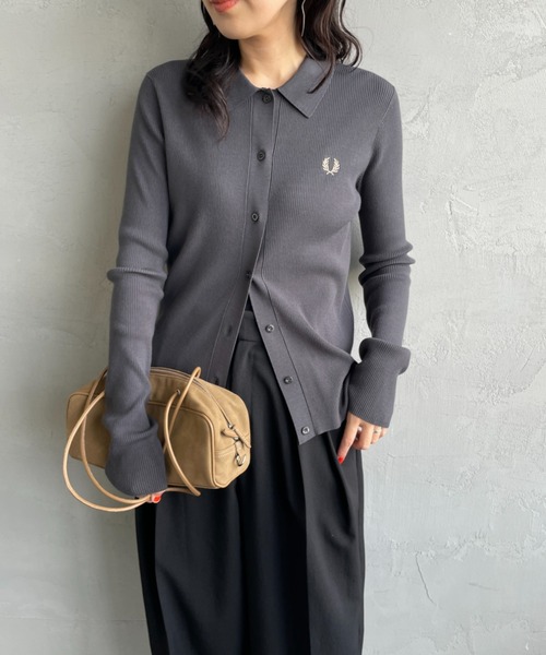 フレッドペリー　ワンポイントロゴ刺繍　リブニットポロシャツ FRED PERRY/フレッドペリー] 別注 ワンポイントロゴ刺繍