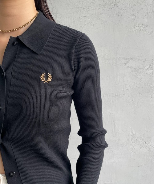 ニット セーター 「WEB先行予約」「FRED PERRY/フレッドペリー」 別注 ワンポイントロゴ刺繍 リブニットポロシャツ レディース FRED PERRY ニット セーター 「WEB先行予約」「FRED PERRY